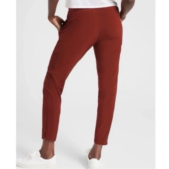 Athleta Brooklyn Ankle Pant Cinnamon Red Travel Lightweight Business Casual Pant - Picture 3 of 14